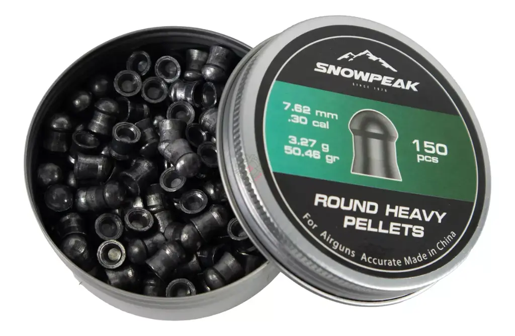 SNOWPEAK Diábolo Lead Pellet 7.62 mm ROUND HEAVY PELLETS 50.46 GR Lata con 150 pcs