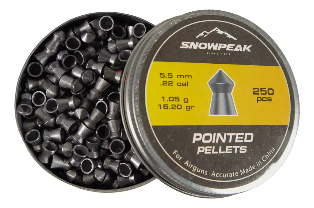 SNOWPEAK Diábolo Lead Pellet 5.5 mm POINTED PELLETS 16.20 GR Lata con 250 pcs