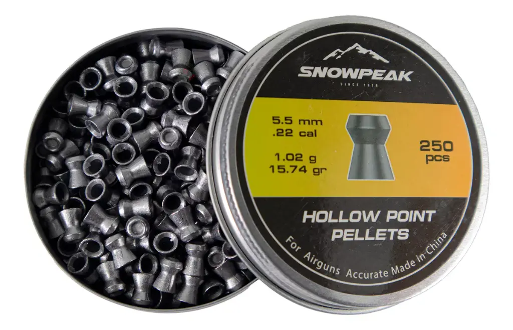 SNOWPEAK Diábolo Lead Pellet 5.5 mm HOLLOW POINTED PELLETS 15.74 GR Lata con 250 pcs