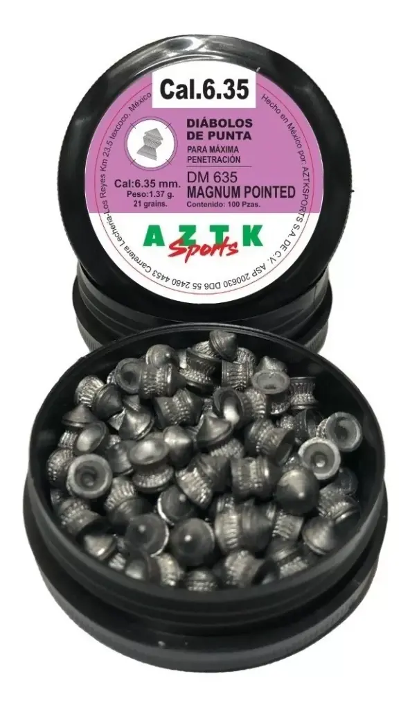 AZTK Diábolo Magnum 6.35 mm MAGNUM PONITED Estuche 100 piezas