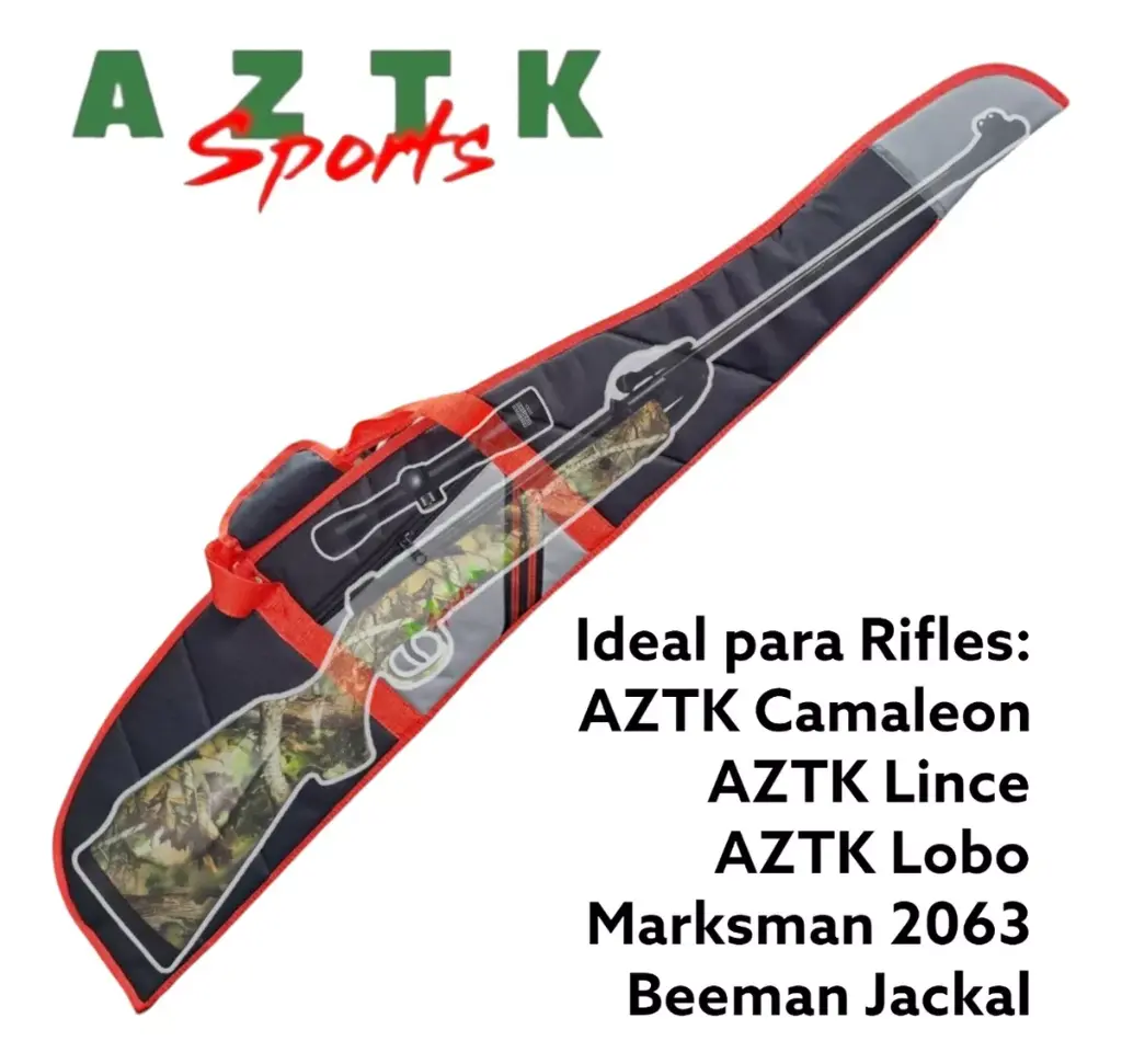 AZTK Funda Rifle NEGRA/ROJA/GRIS Estándar de 116 cm