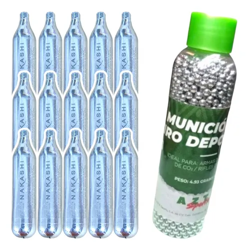 [KT.15.AZCO212G.AZ006P_45] 15 Tanques De Co2 + 1500 Municion Aztk Para Pistolas Y Rifle