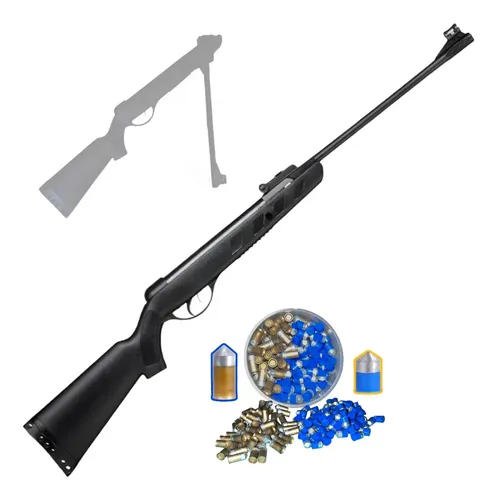 [KT.AN500_45.125.250EBS_45.75.150EGM_45] Rifle Aztk Colibrí 4.5mm Resorte 550 Fts Monotiro + Diabolos