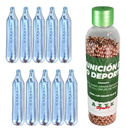 [KT.10.AZCO212G.AZ006C_45] Tanque De Co2 Con 10 Pzs + 1500 Municion De Acero 4.5 Aztk