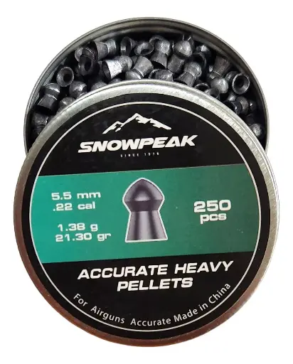 [FG1SP.AHP213.55] SNOWPEAK Diábolo Lead Pellet 5.5 mm ACCURATE HEAVY PELLETS 21.30 GR Lata con 250 pcs