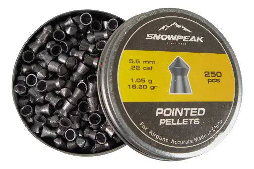 [FG1SP.PP162.55] SNOWPEAK Diábolo Lead Pellet 5.5 mm POINTED PELLETS 16.20 GR Lata con 250 pcs