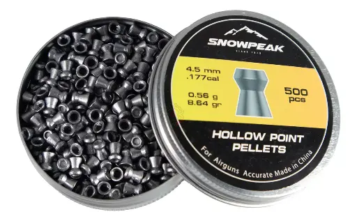 [FG1SP.HPP864.45] SNOWPEAK Diábolo Lead Pellet 4.5 mm HOLLOW POINT PELLETS 8.64 GR Lata con 500 pcs